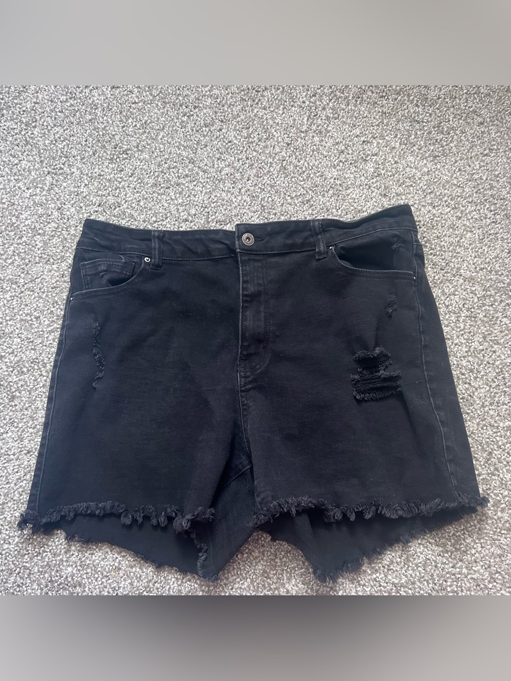 Wax Jeans Black Denim Distressed Shorts